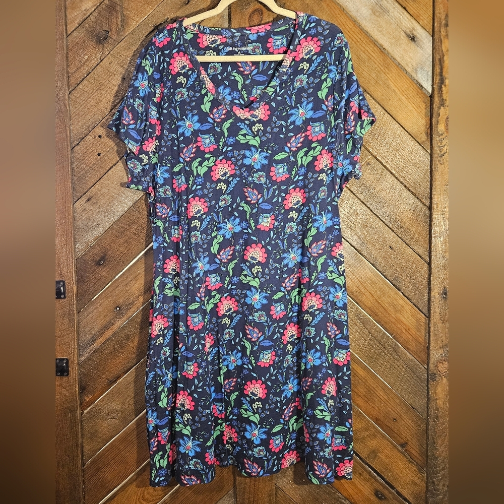 Soft Surroundings Floral Dress - Blue,  Pink & Green 100% Cotton Sz 2X NWOT
